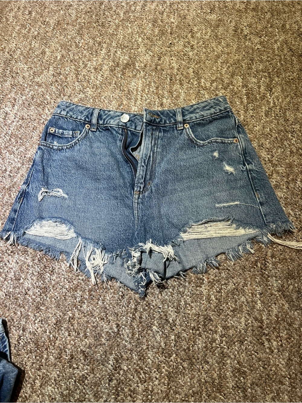 SHEIN Washed Blue Distressed Denim Shorts